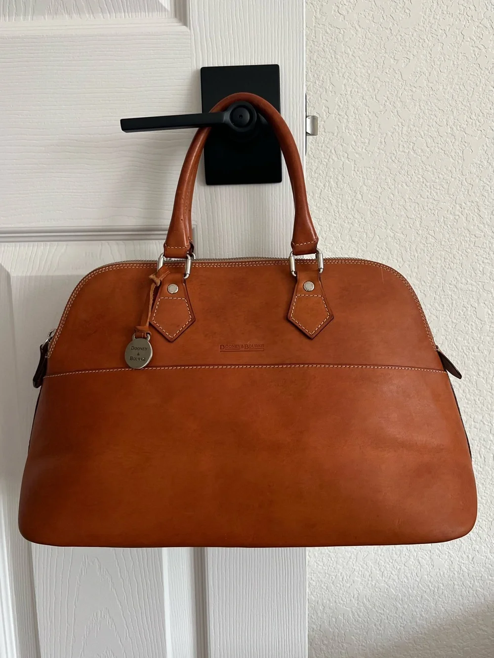 Dooney & Bourke Cognac Leather Satchel, Vintage Made in Italy